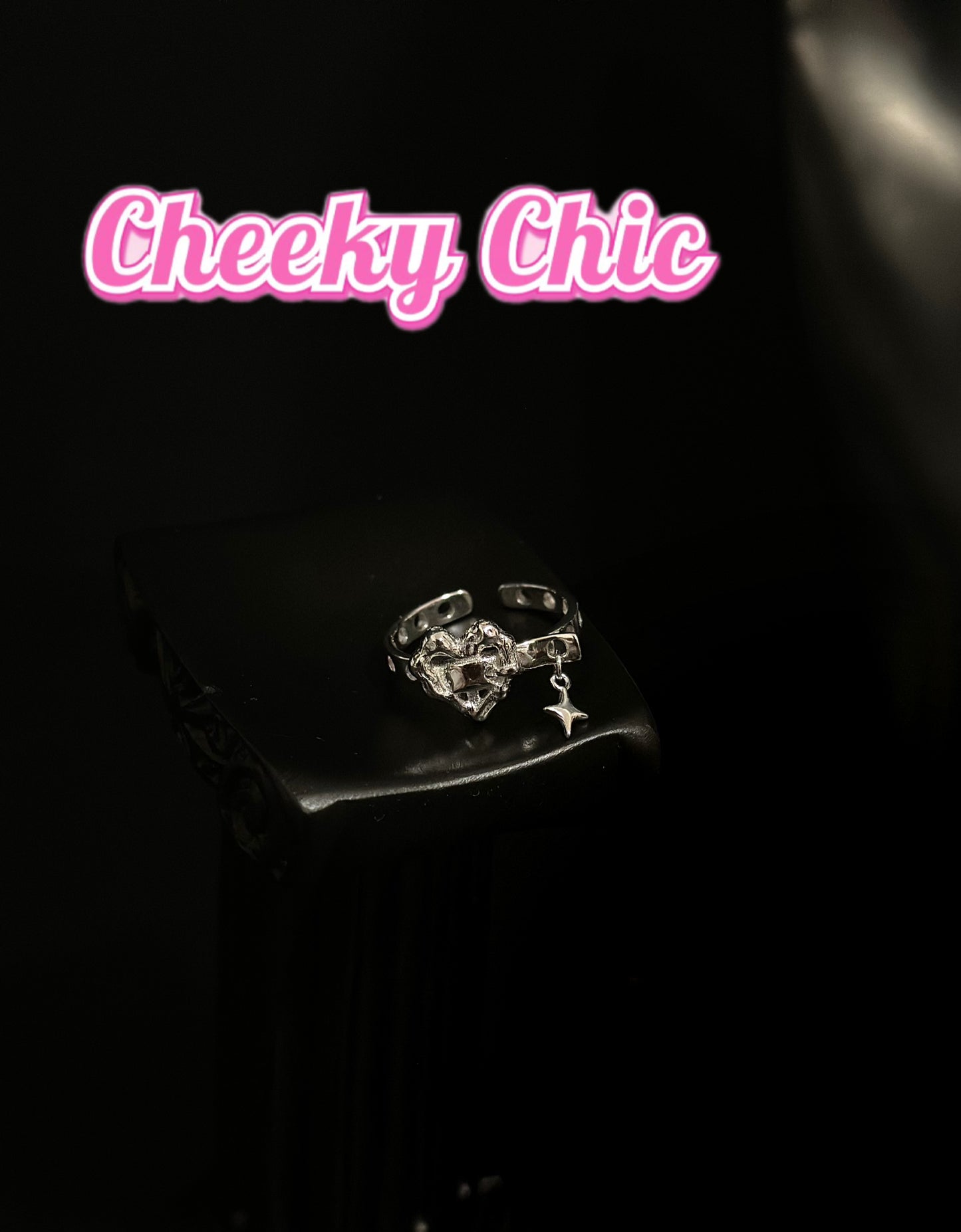 Dangling Star Y2K Heart Sterling Silver Open Ring๐๐