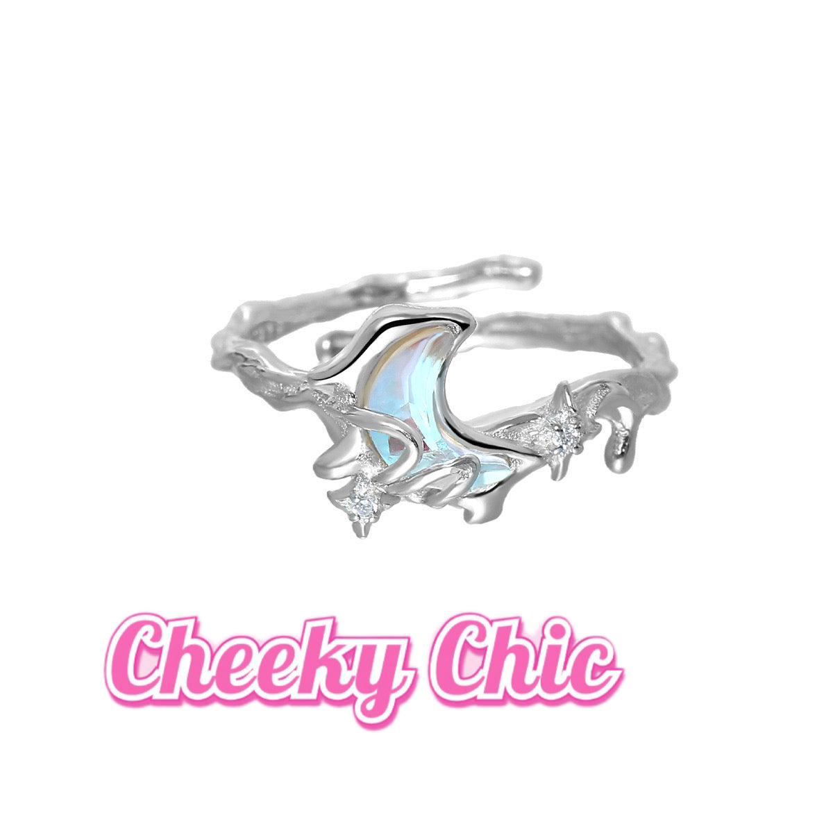 Dreamy Sparkly Sailor Moon Sterling Silver Open Ring πβ¨