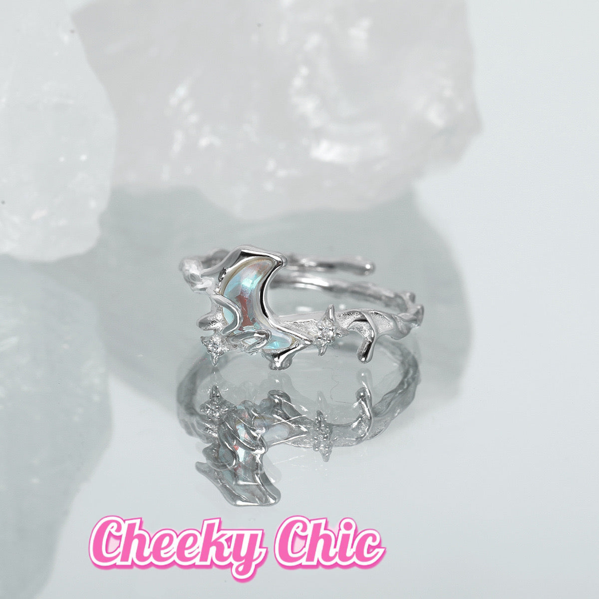 Dreamy Sparkly Sailor Moon Sterling Silver Open Ring πβ¨