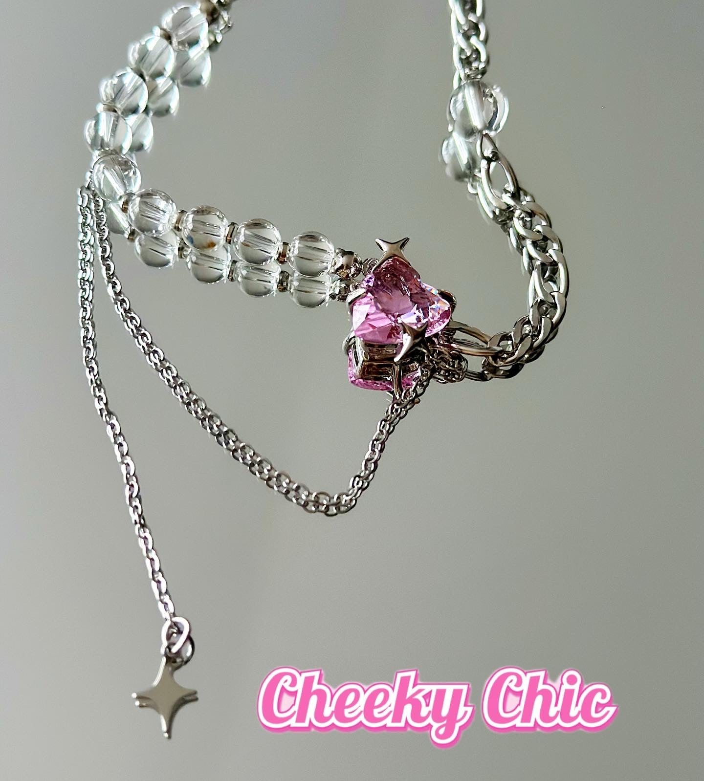 Y2K Love Trapped by Butterfly - Rings and Necklace Set π