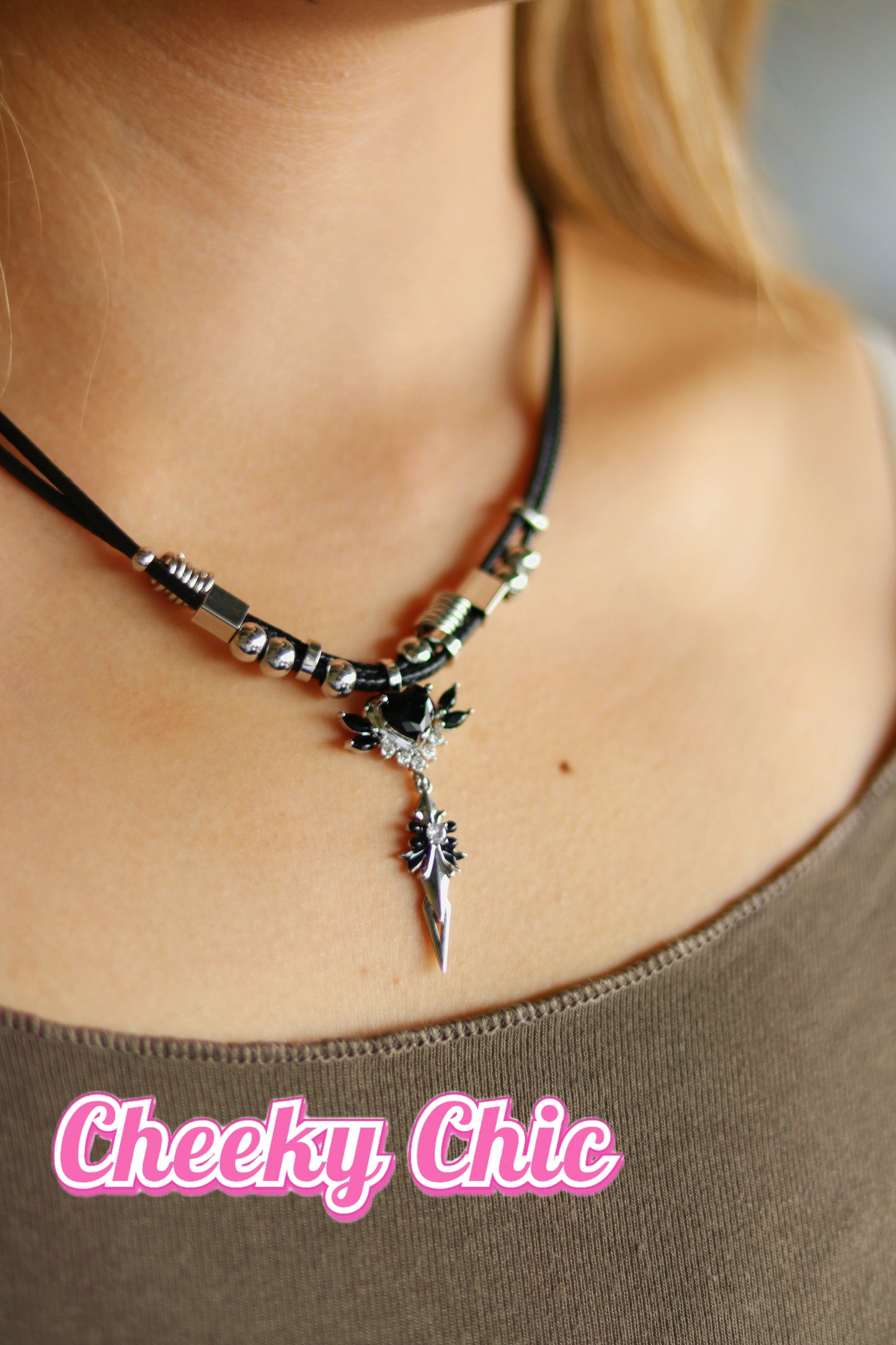 Black Heart Cross Leather Necklace🖤