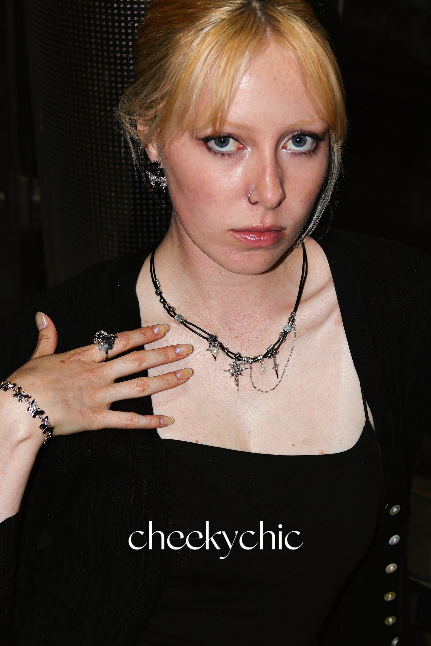 Y2K Shimmering Star Leather Necklace π