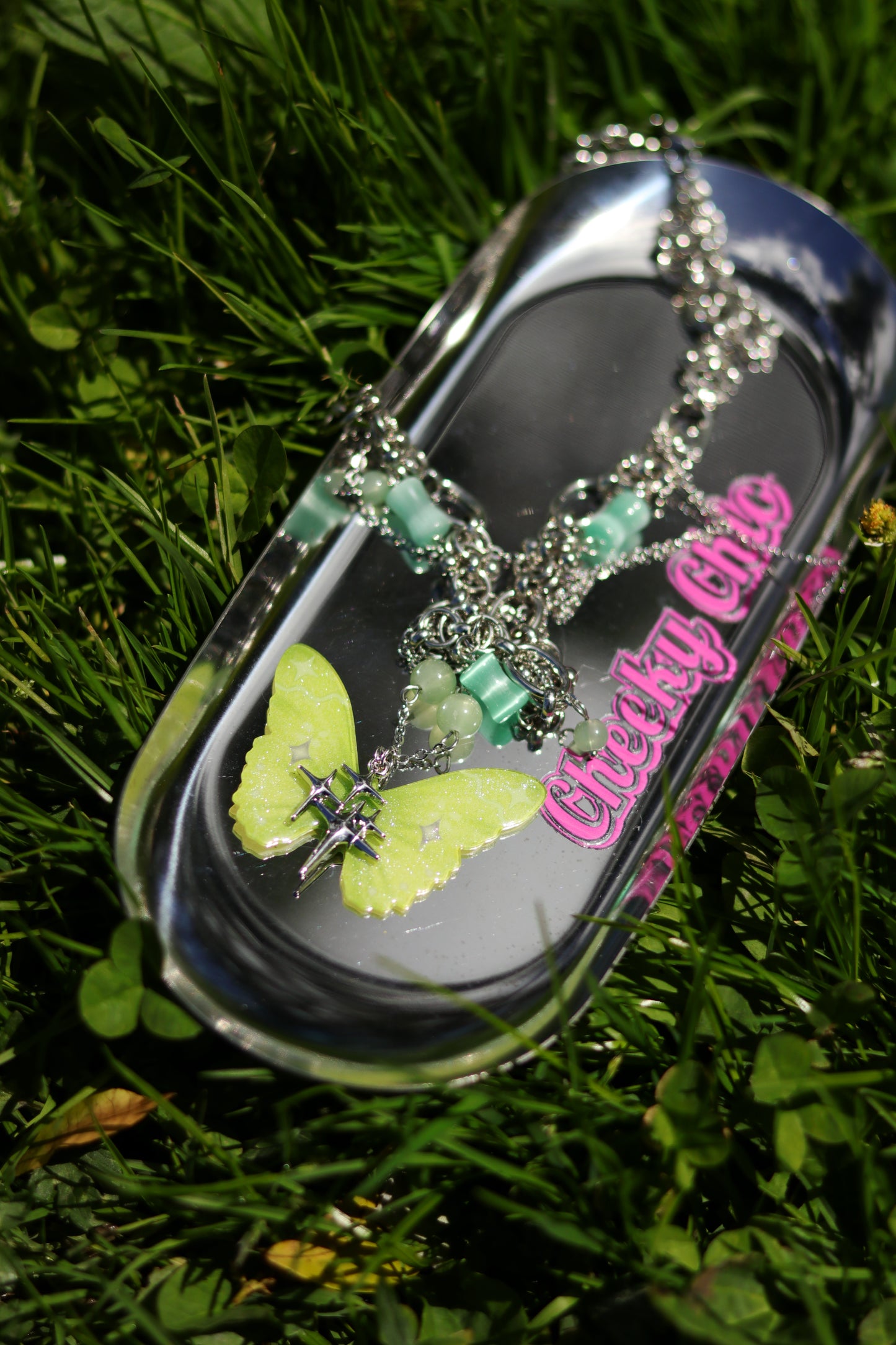 ✨ Woodland Dream Mint Butterfly Chunky Necklace 🍀