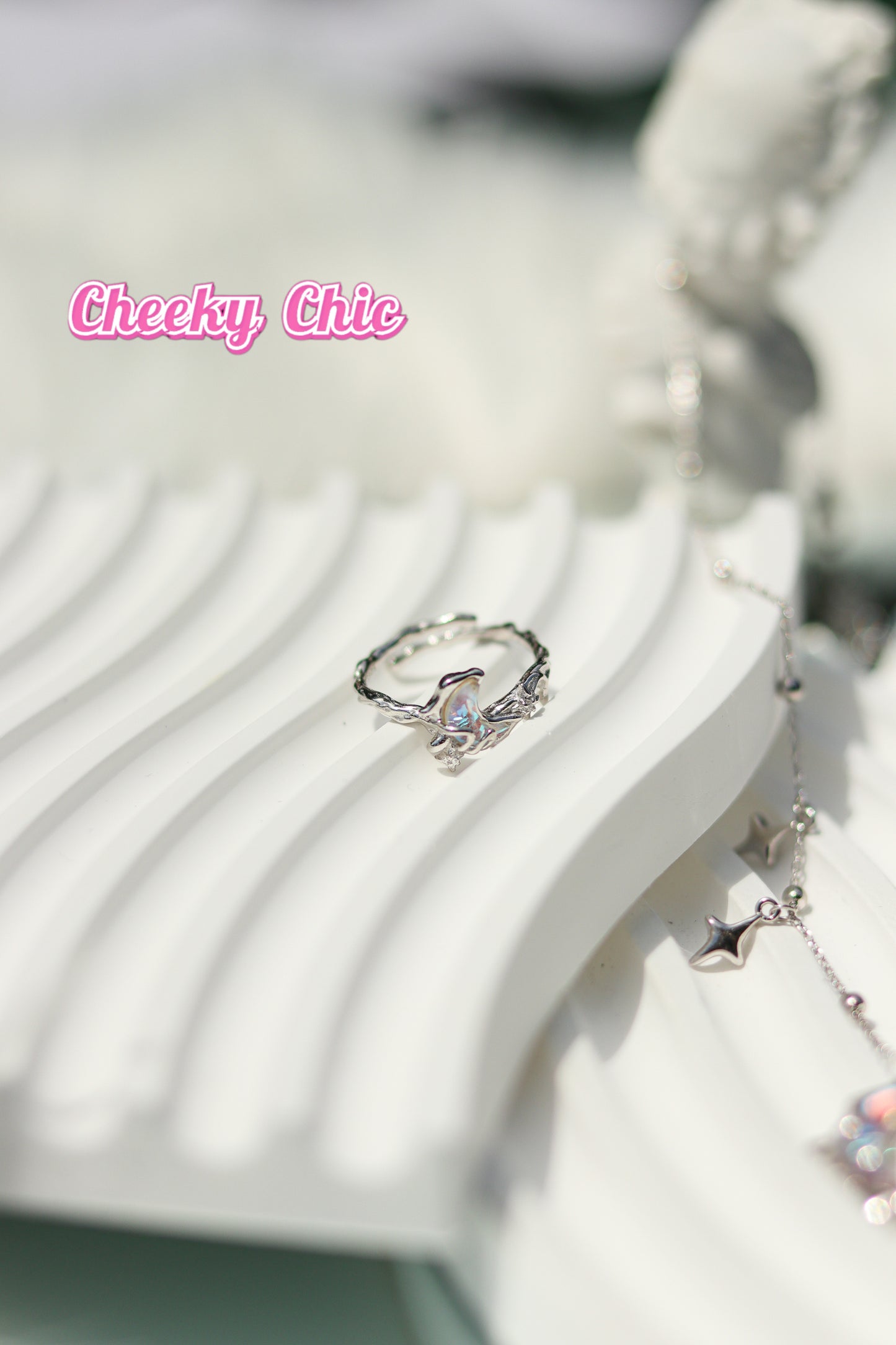 Dreamy Sparkly Sailor Moon Sterling Silver Open Ring πβ¨