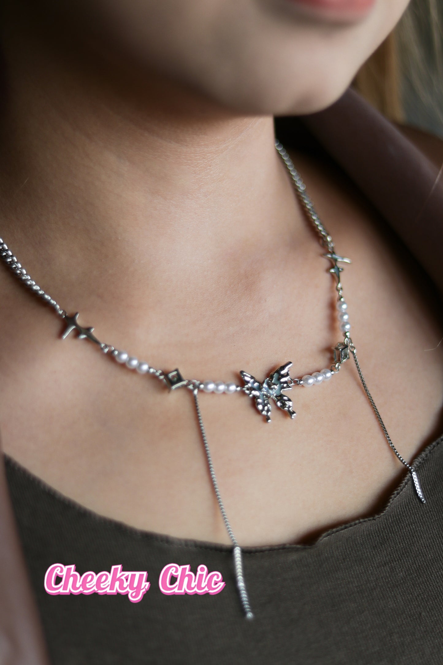 Premium Palladium Dreamy Lava Butterfly Necklace 🦋💎