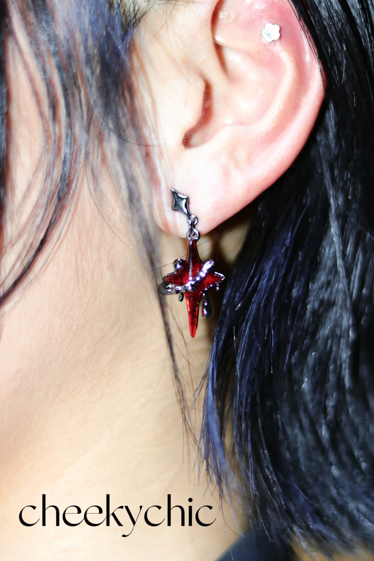 S925 Sterling Silver Black Cross Earrings