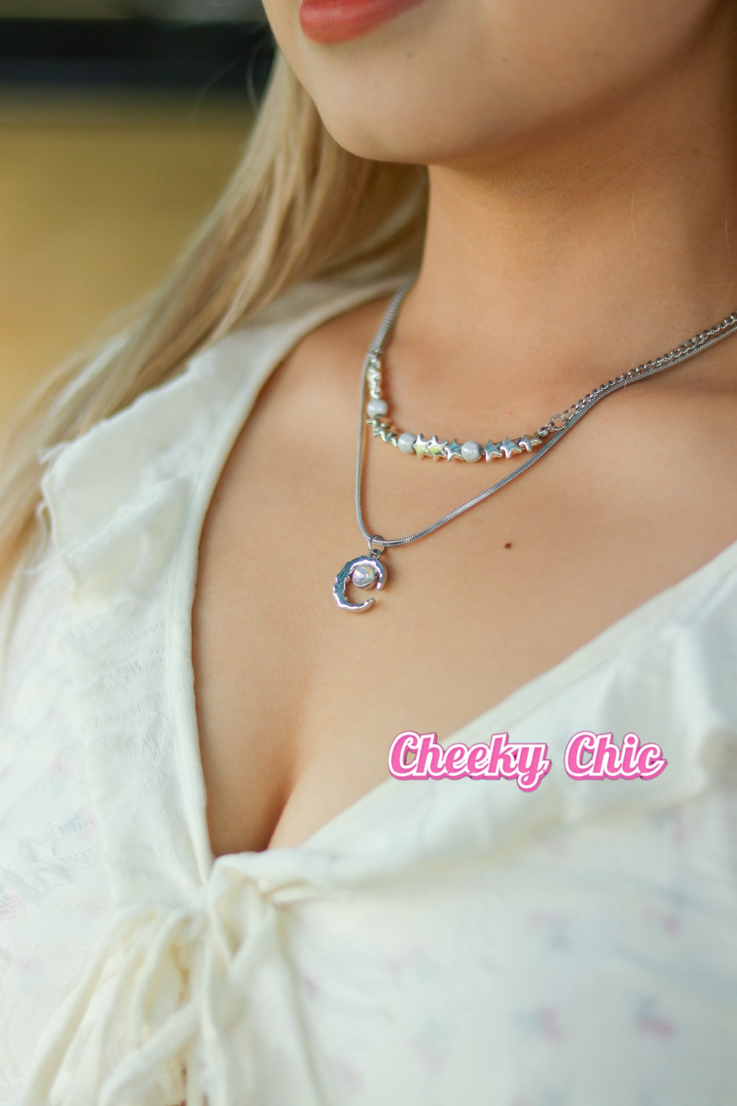 🌙 Cheeky Chic Sparkle Moon Necklace Set 🌙