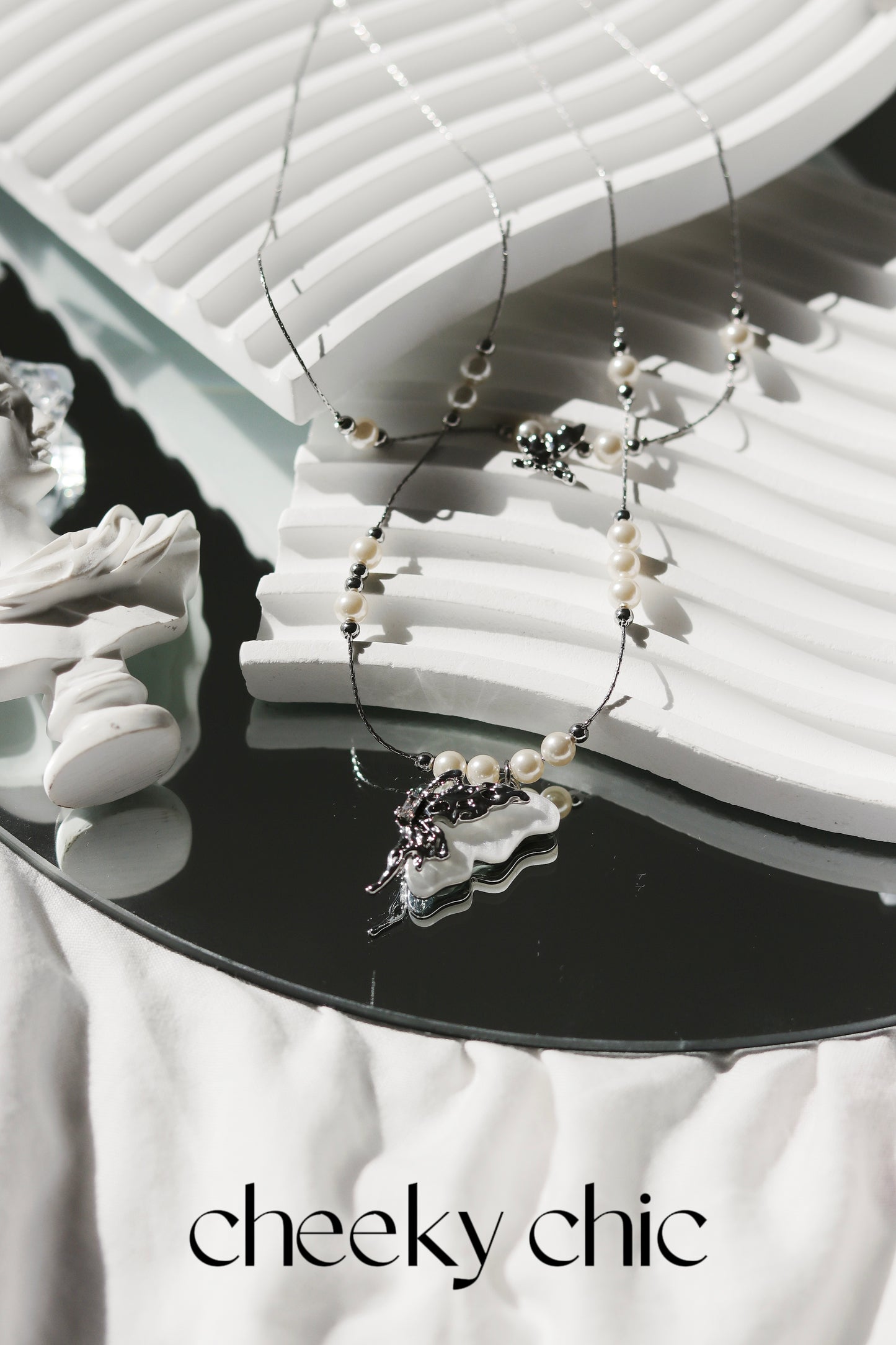 Palladium Pearl Half-Butterfly Bangle
