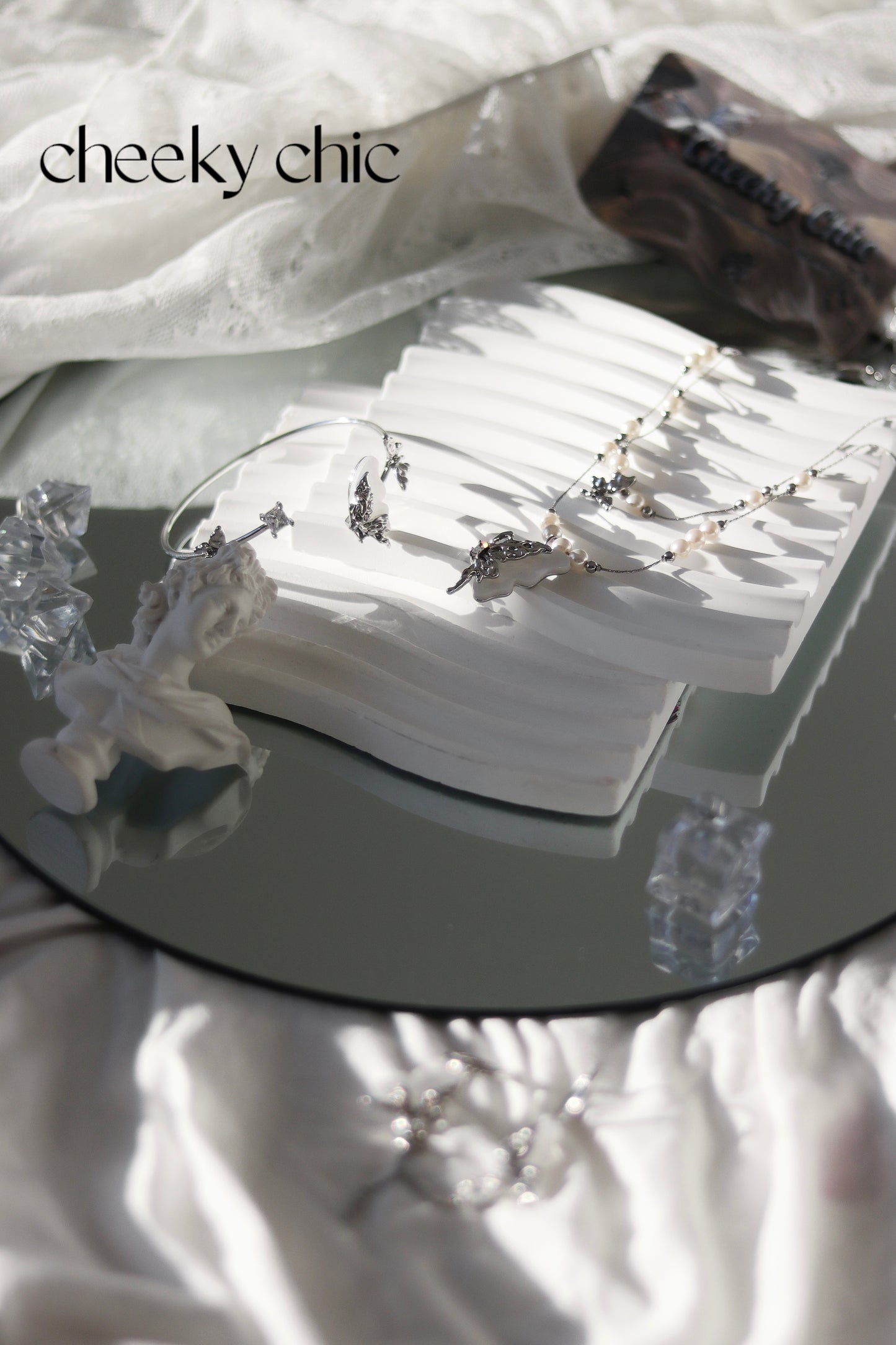 Palladium Pearl Half-Butterfly Bangle