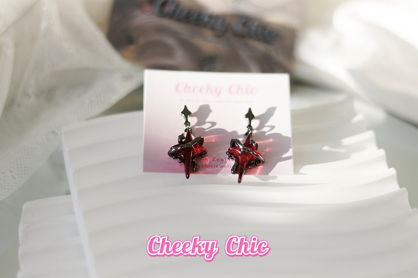 S925 Sterling Silver Black Cross Earrings