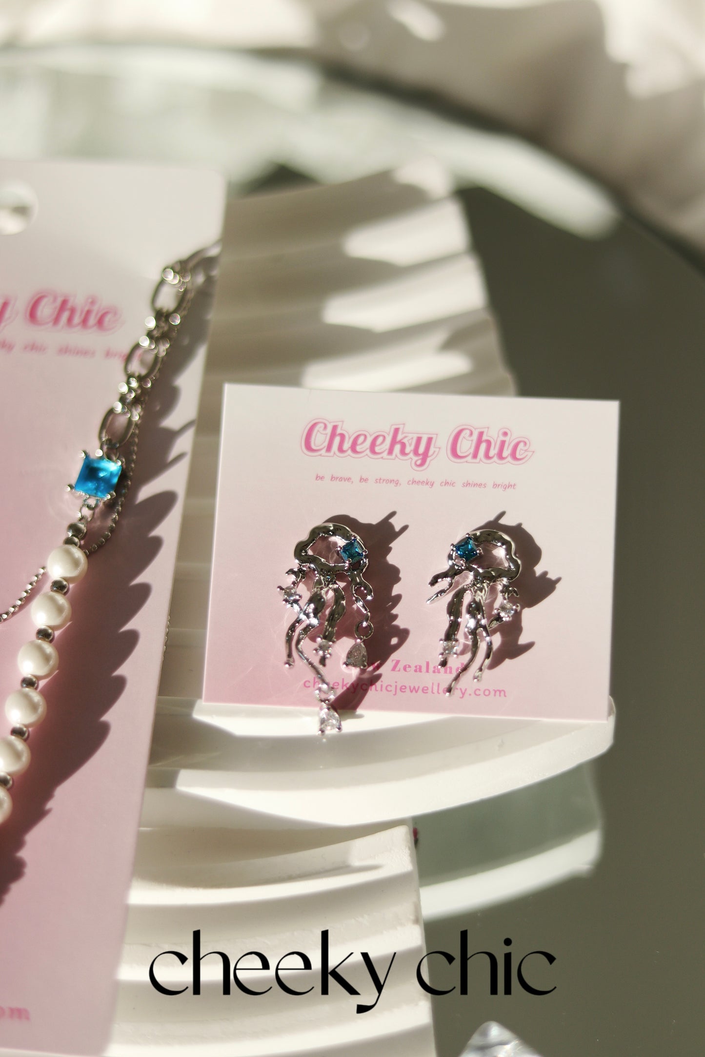 s925 Blue Crystal Jellyfish Earrings