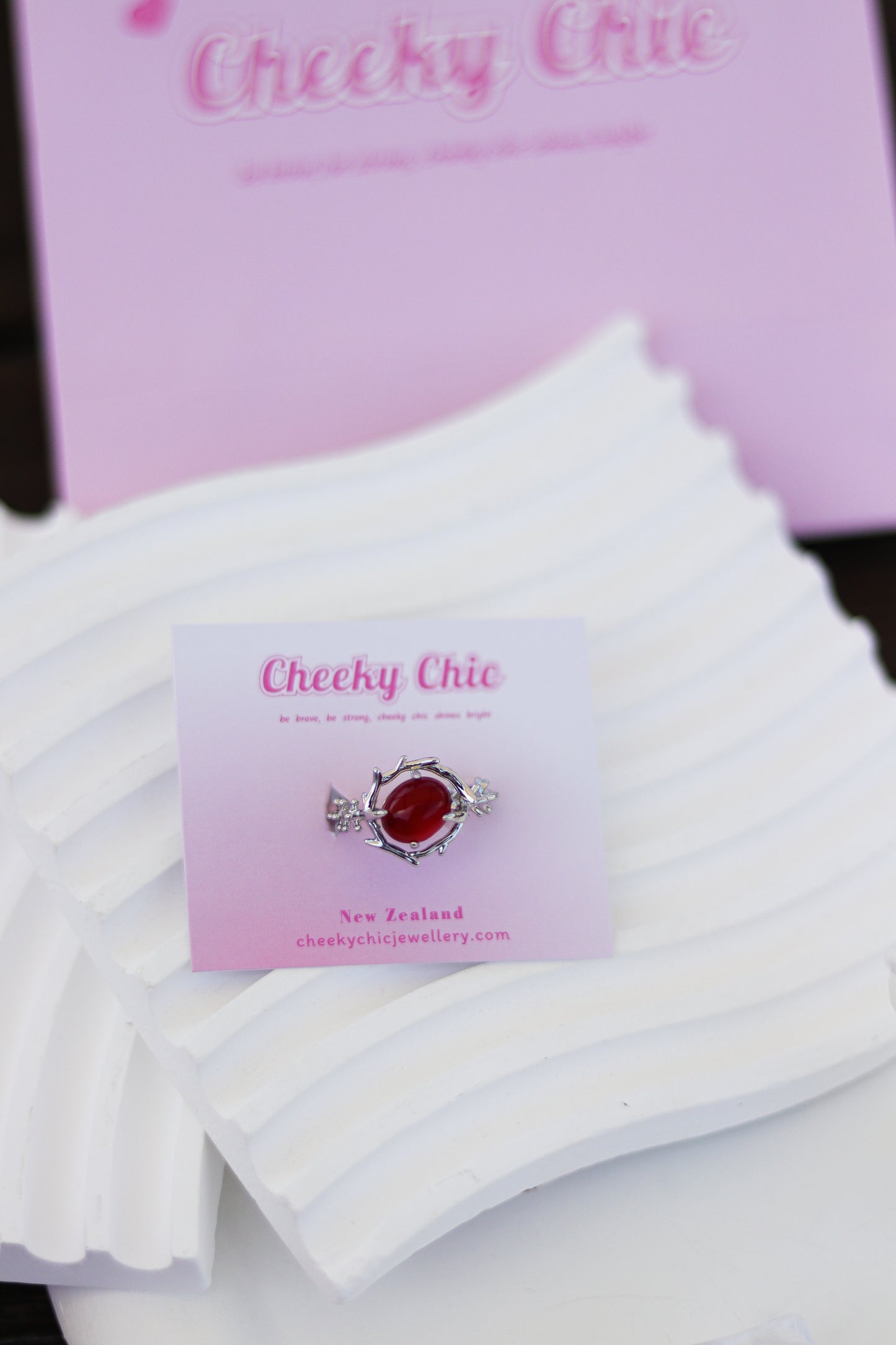 s925 Plated Ruby Bramble Ring