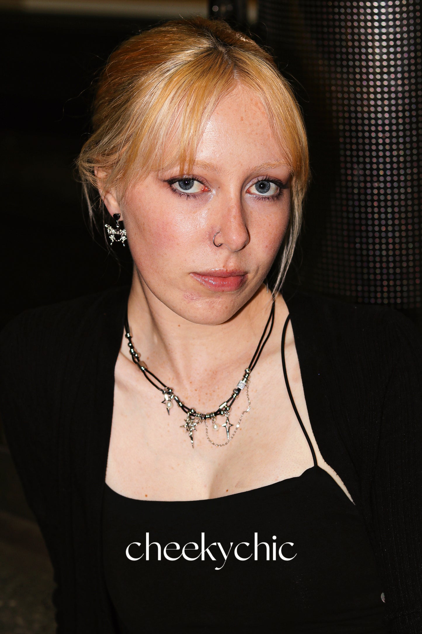 s925 Asymmetrical Black Butterfly Earring