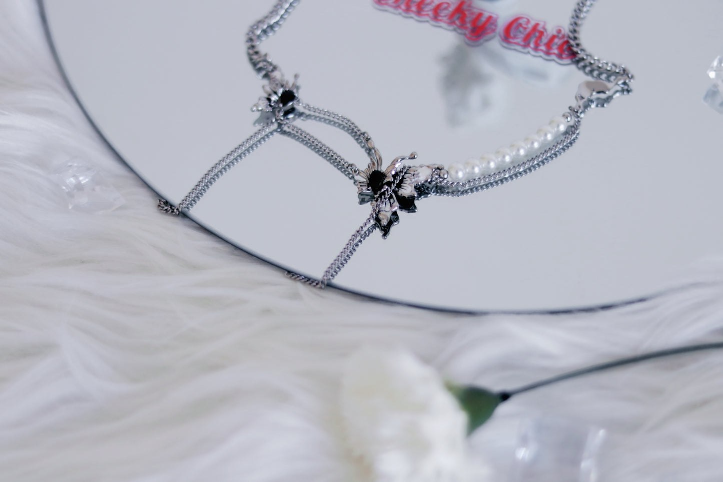 Dark Enchantment Black Butterfly Pearl Necklace π¦β¨