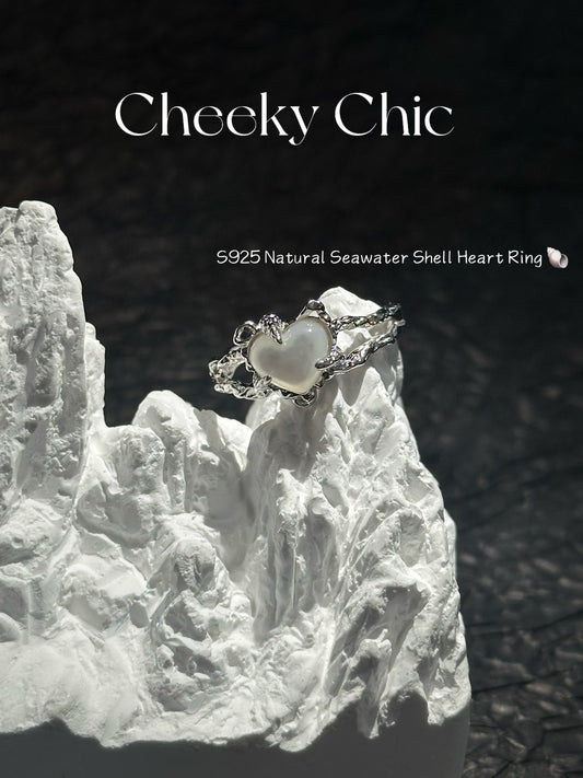 ✨S925 Dreamy Heart Shape Akoya Pearl Adjustable Ring✨