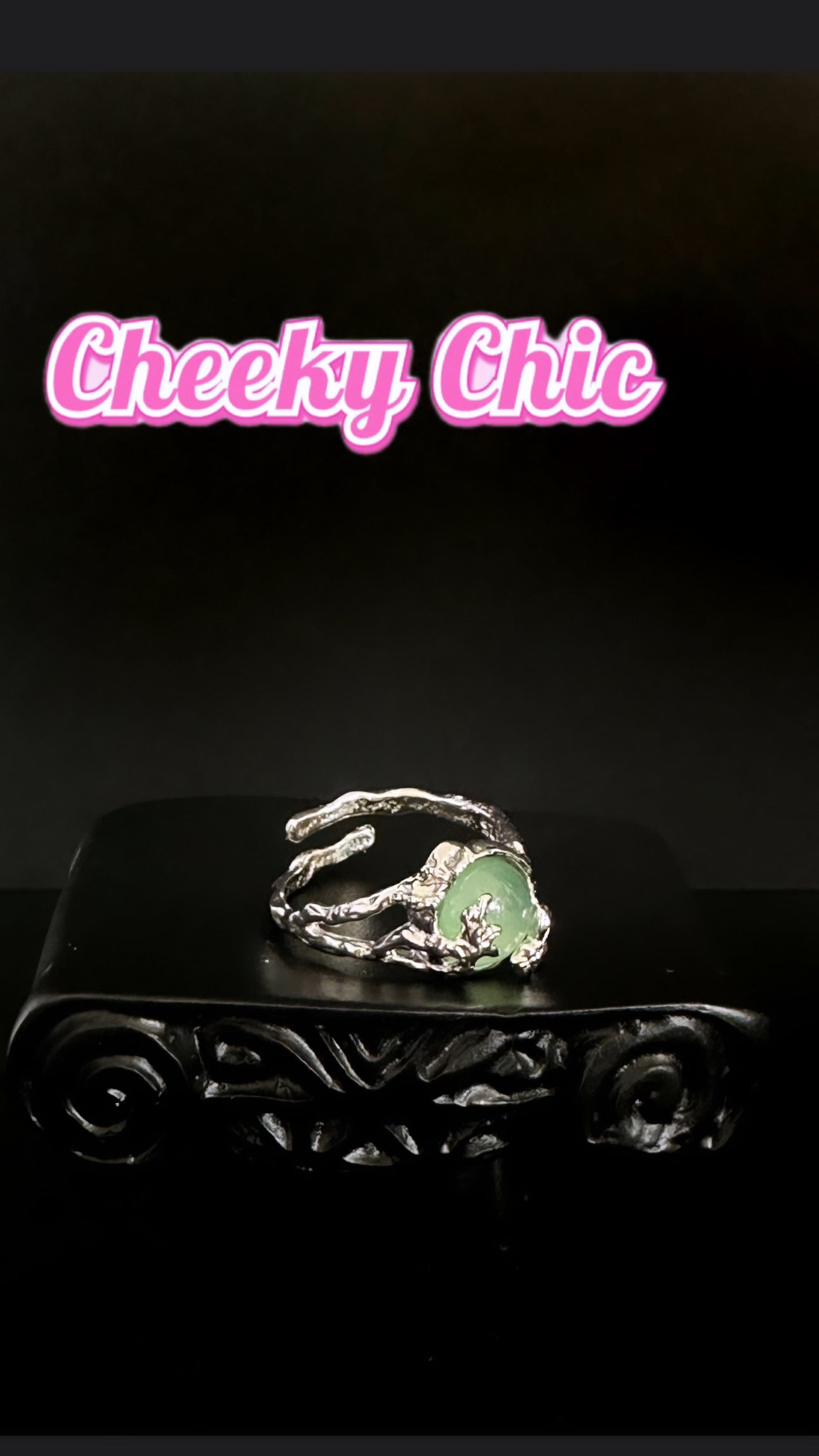 Emerald Elegance S925 Sterling Silver Leaf Open Ring ✨🍃