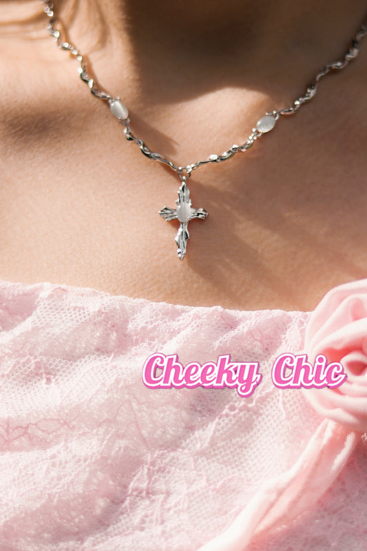 Cheeky Chic Premium White Cross Necklace