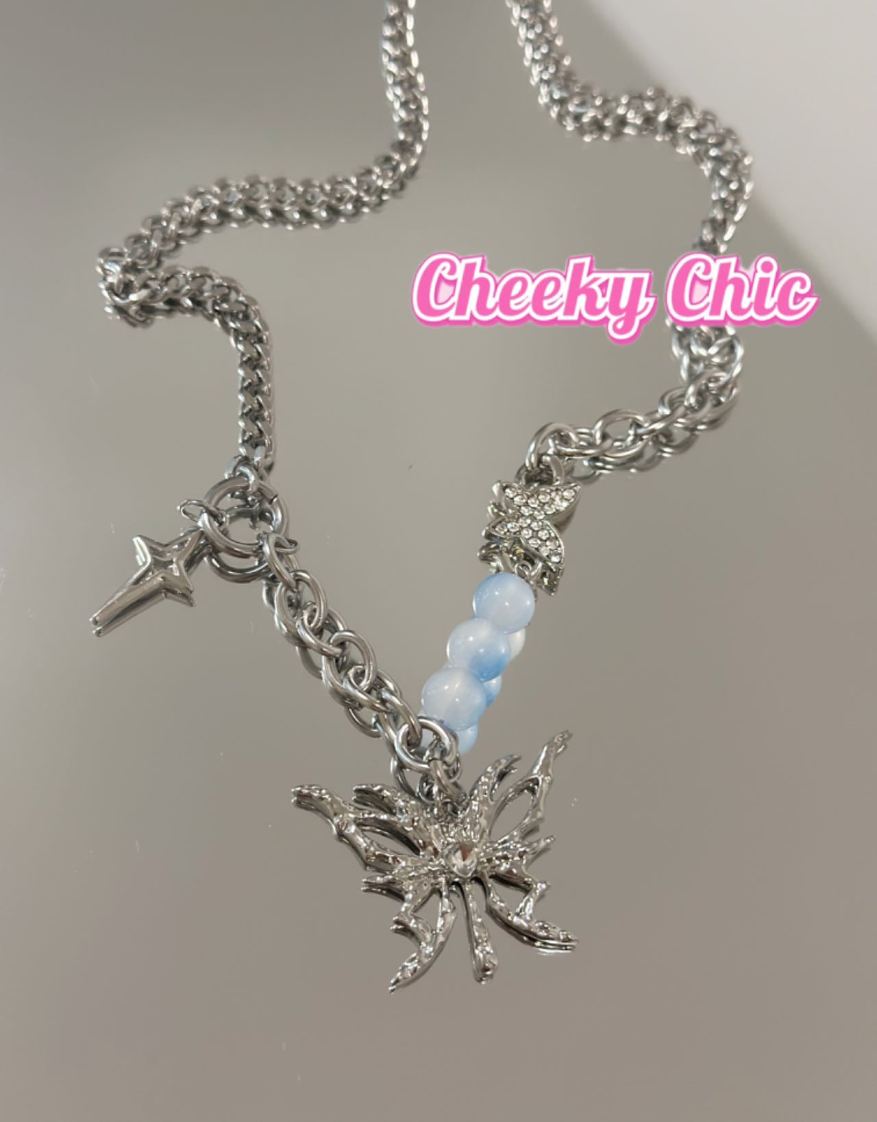 Blue Spring Butterfly Necklace