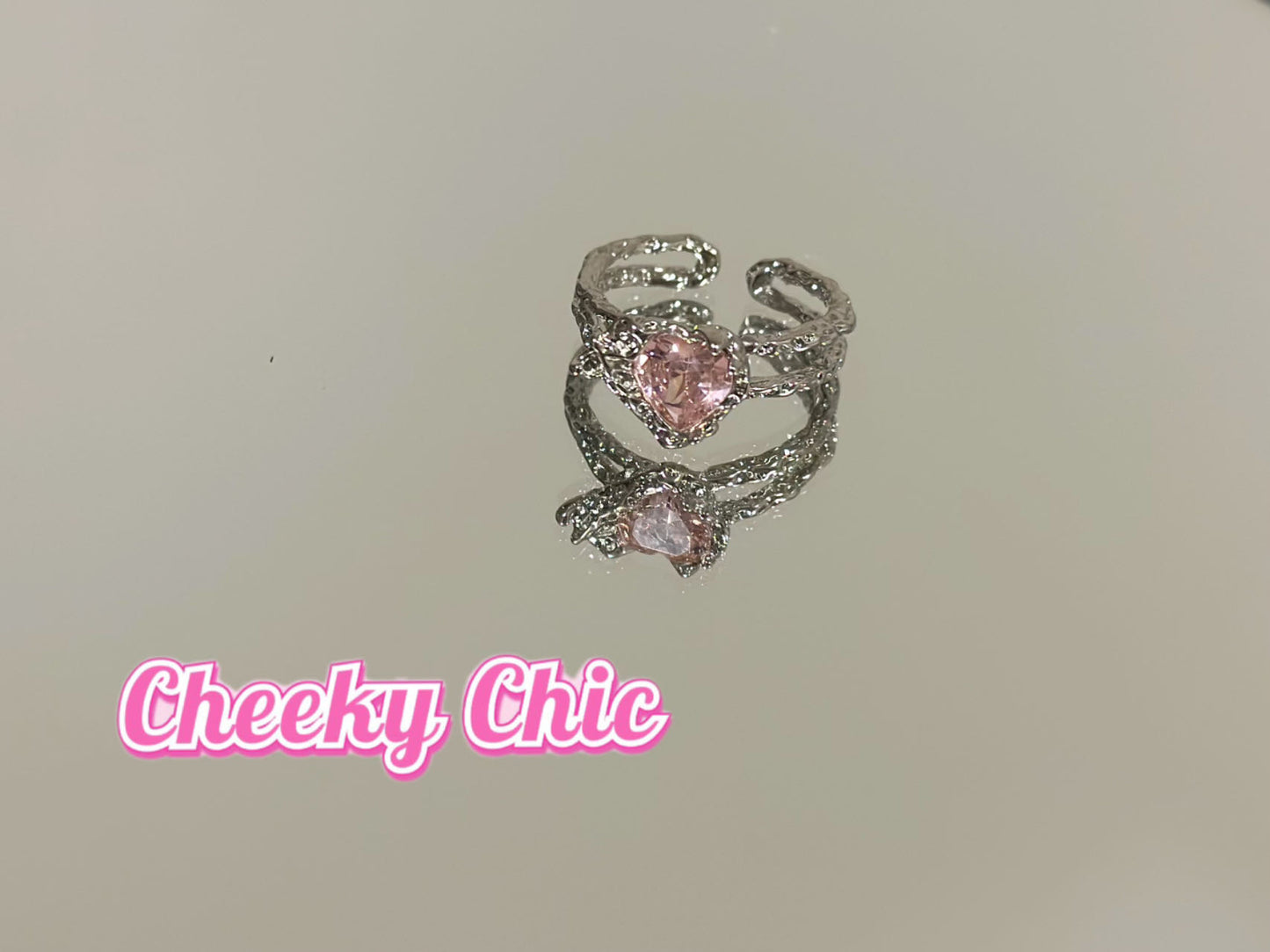 Pinky Lava Heart Ring