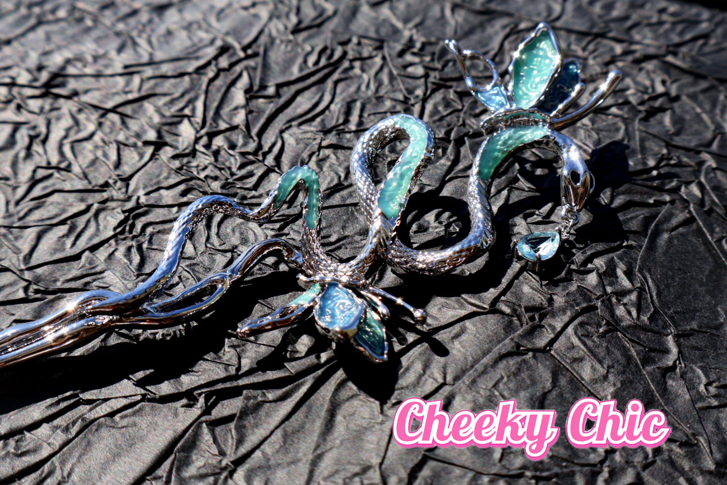 Icy Green Crystal Serpent Hairpin🐍-Premium Palladium