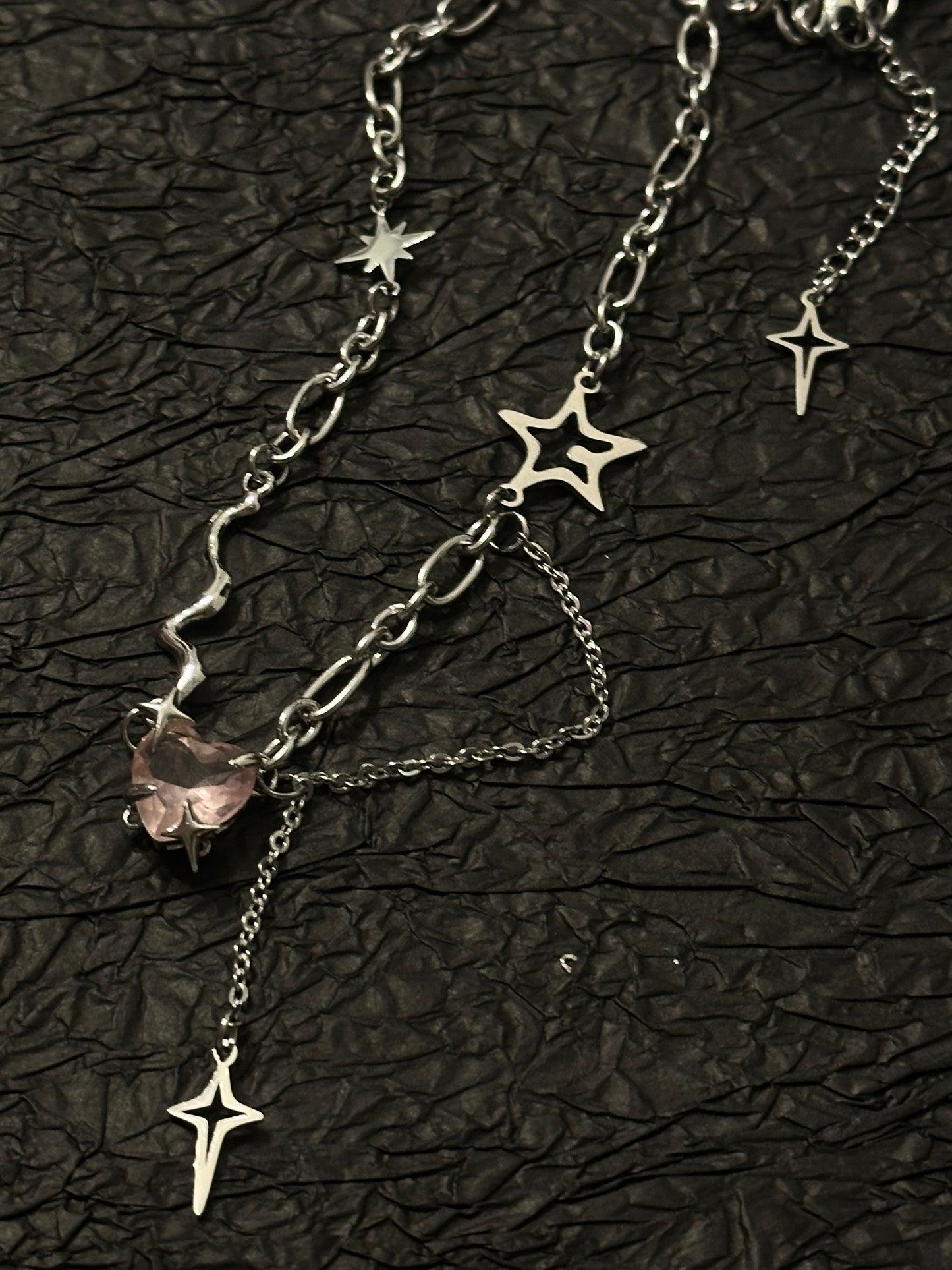 Customised Pinky Heart Dangling Star Necklace 💖