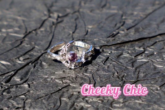 ✨Cheeky Chic Purple Zircon Moon Ring✨