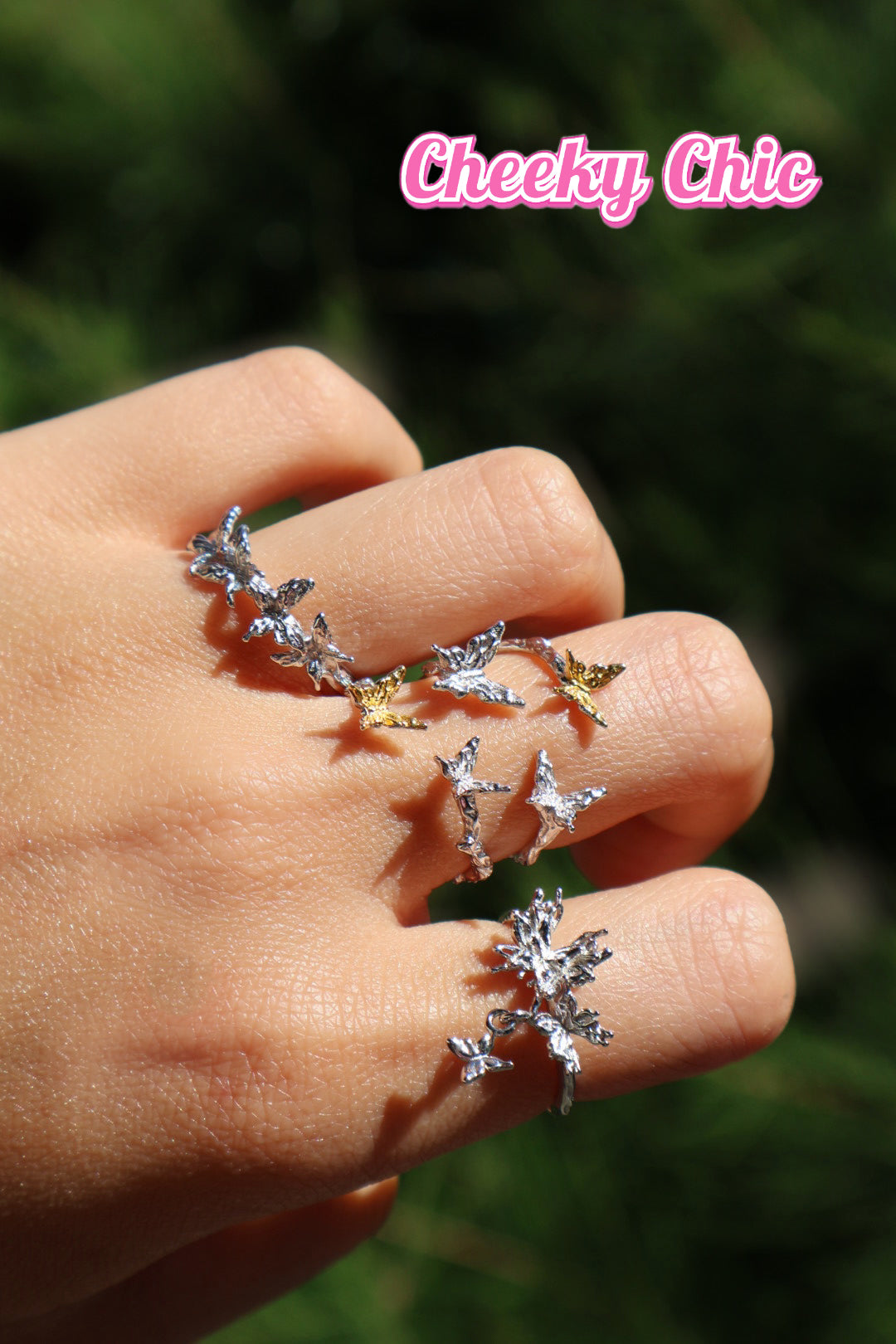 S925 Cheeky Chic Fairy Dangling Butterfly Dangling Adjustable Ring✨