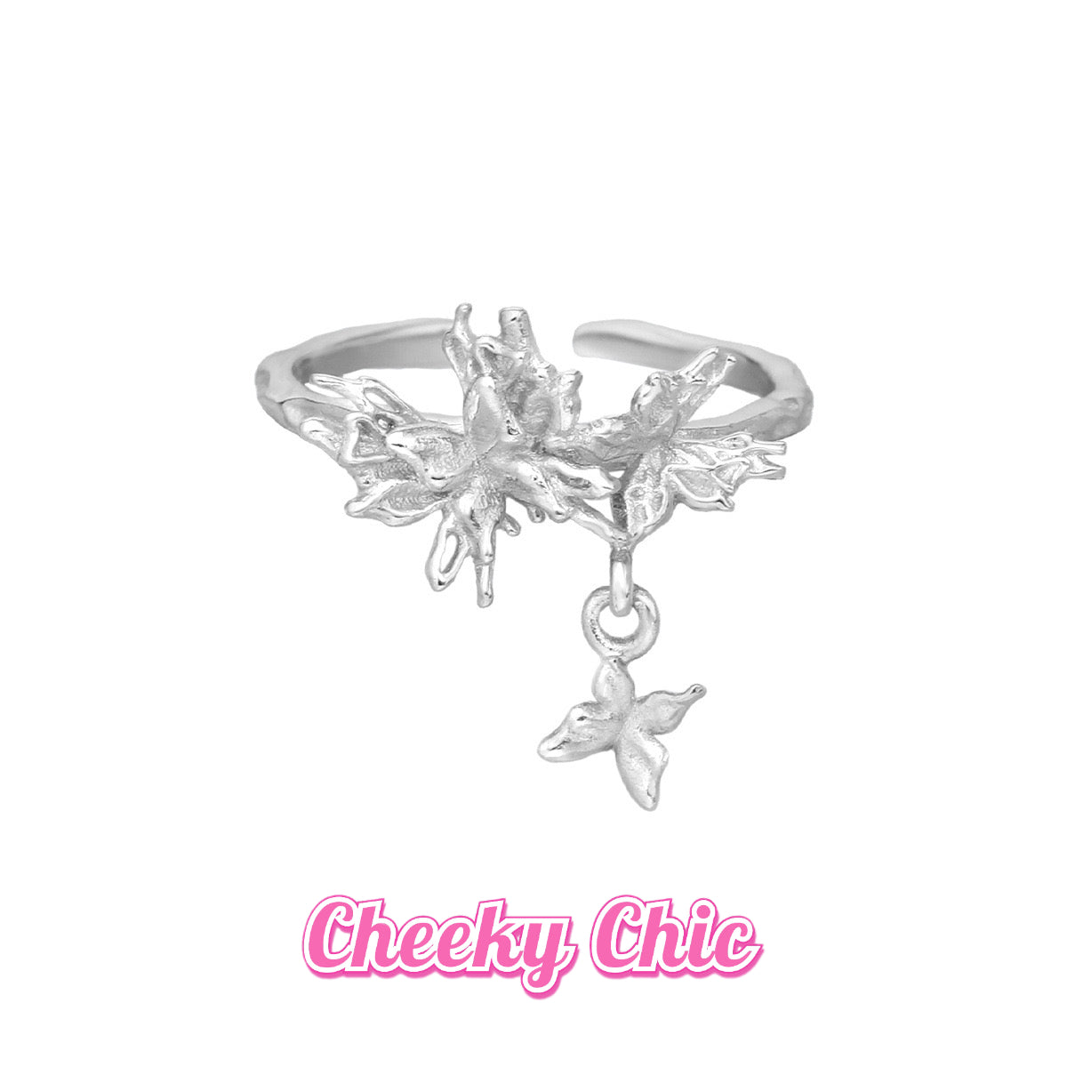 S925 Cheeky Chic Fairy Dangling Butterfly Dangling Adjustable Ring✨