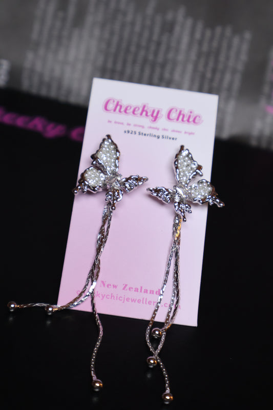 S925 Premium Dangling Butterfly Earrings