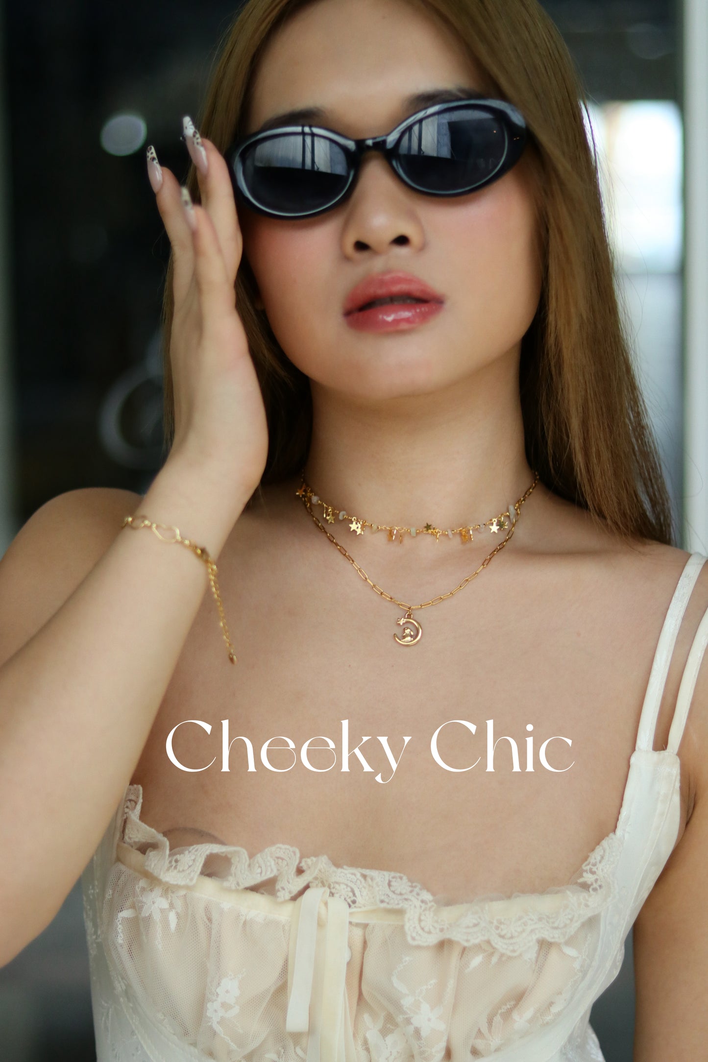 ✨ 18K Gold – Dreamy Double-Layer Moon Bunny Necklace ✨