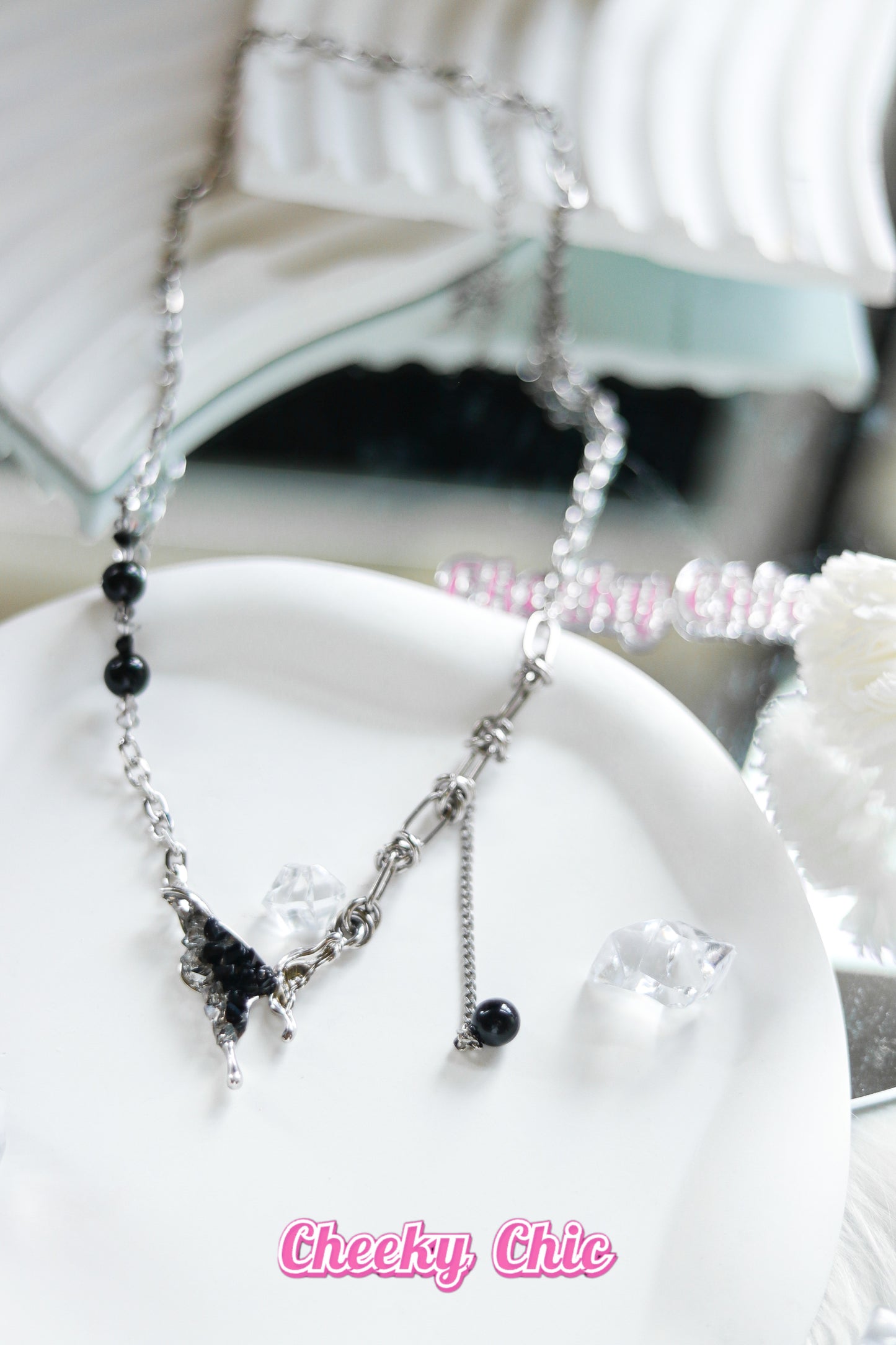 Crystal Black Butterfly Necklace