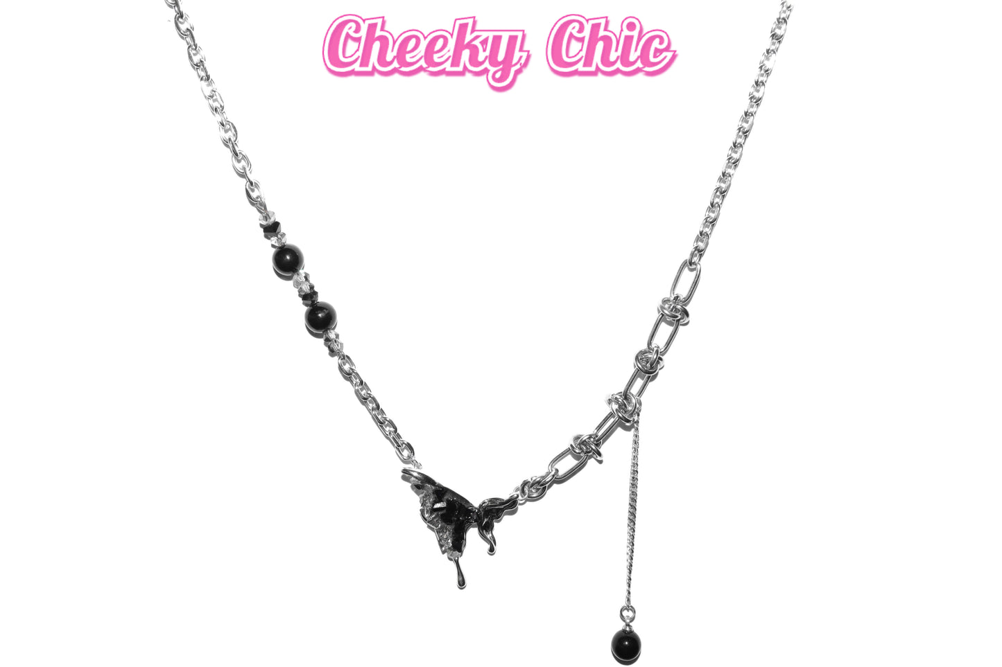 Crystal Black Butterfly Necklace