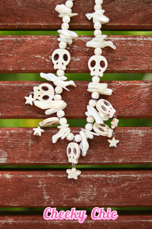 Whimsy Skeleton Head Star Necklace ☠️