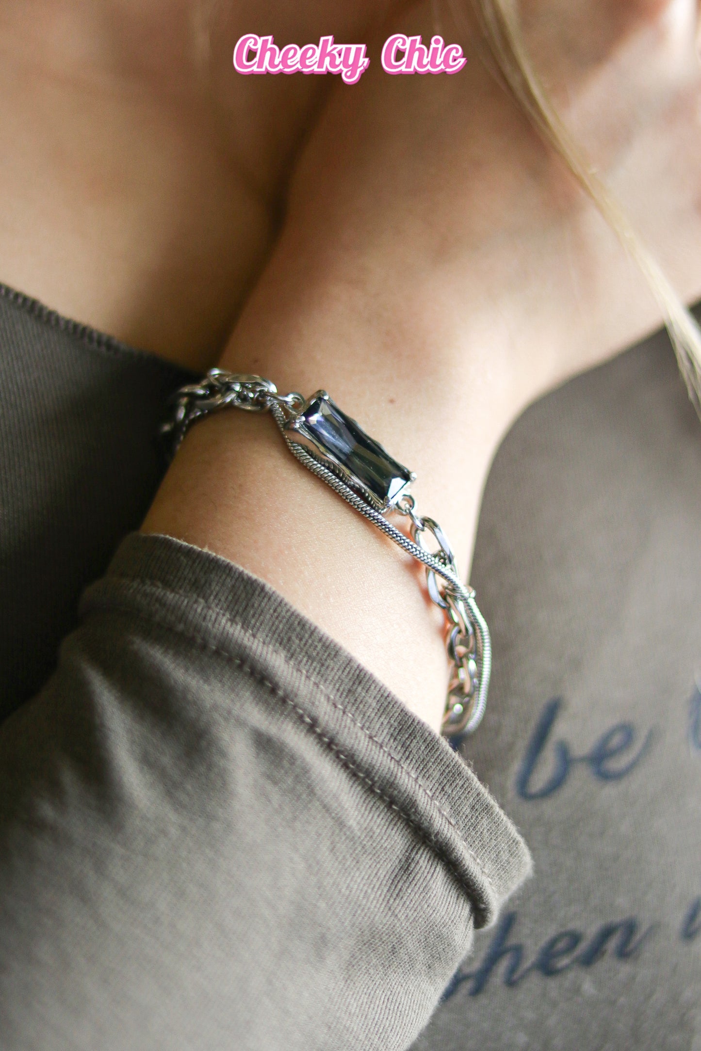 Black Rectangular Crystal Bracelet