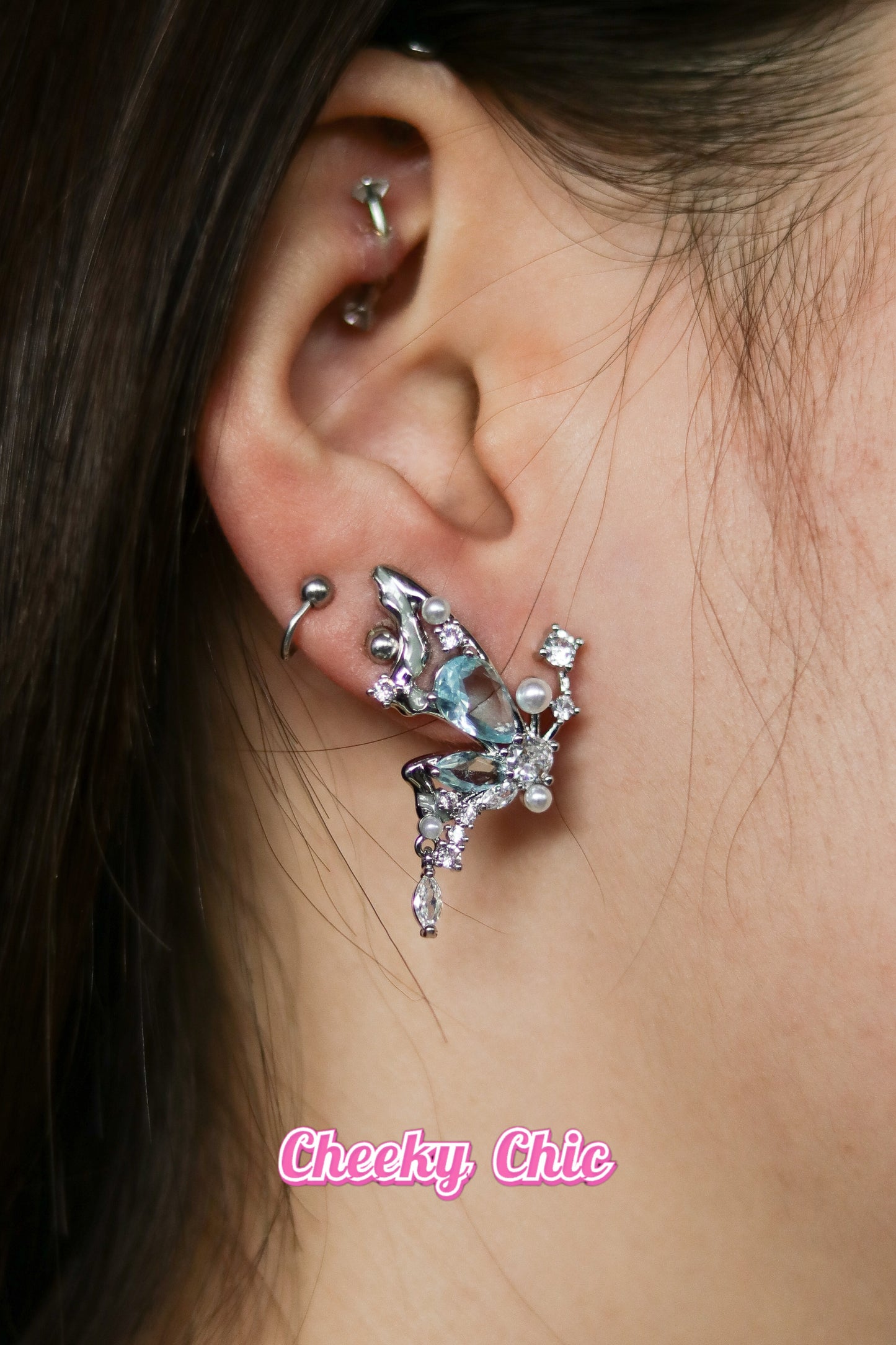 S925 Iced Crystal Oceania Butterfly Earrings 🦋🩵