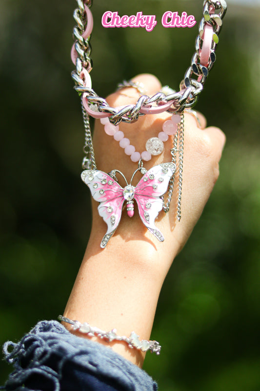 Sweet Cool- Y2K Pinky Butterfly Choker