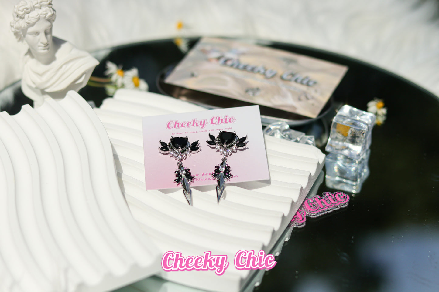 S925 Black Sword Heart Earrings 🗡️🖤