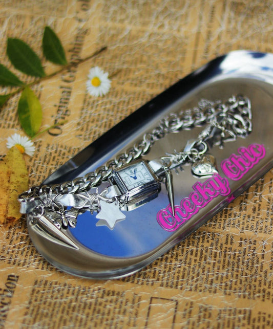 Y2K Real Watch Metallic Star Choker