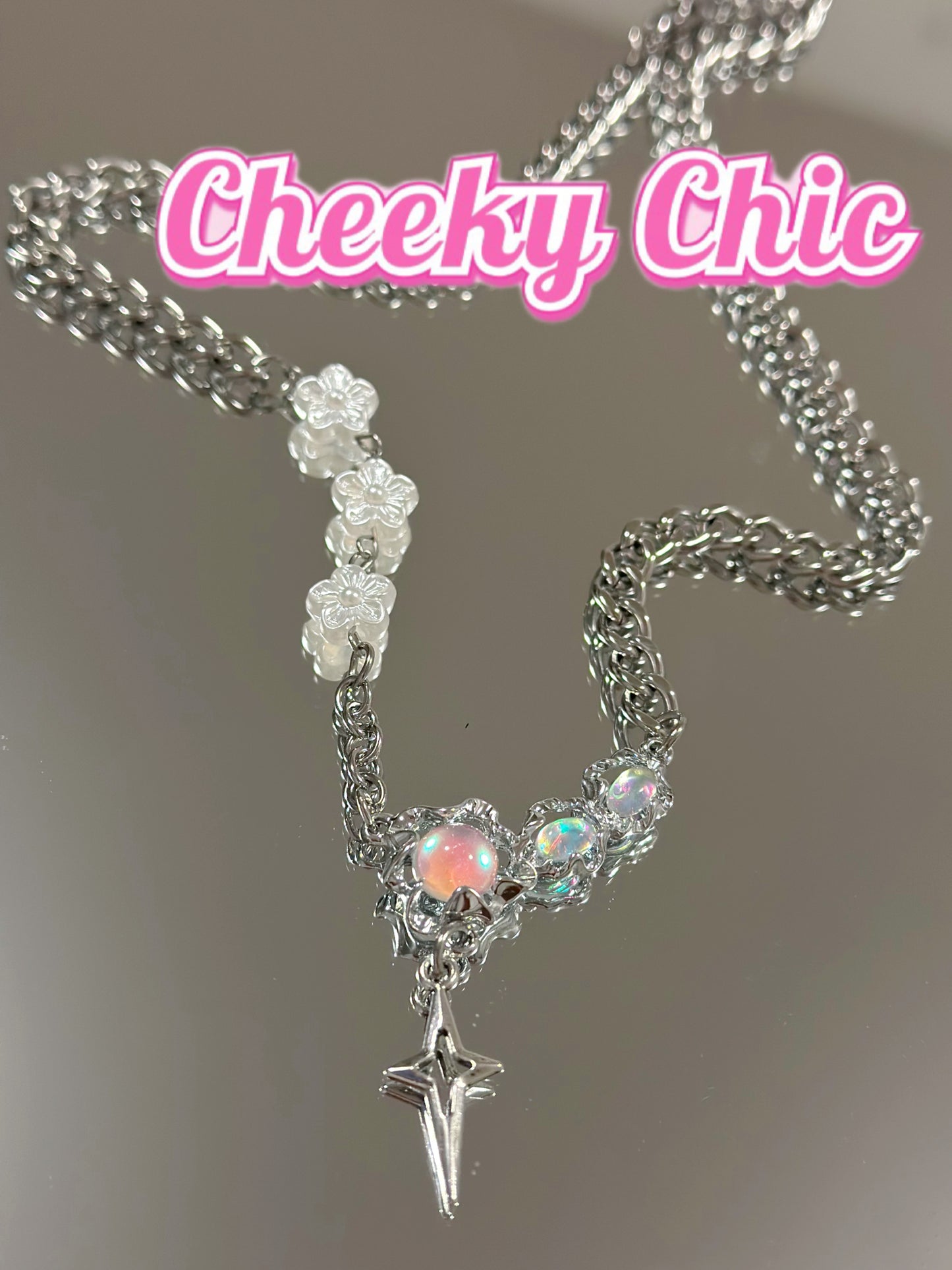 Pinky Rainbow Moonstone Necklace