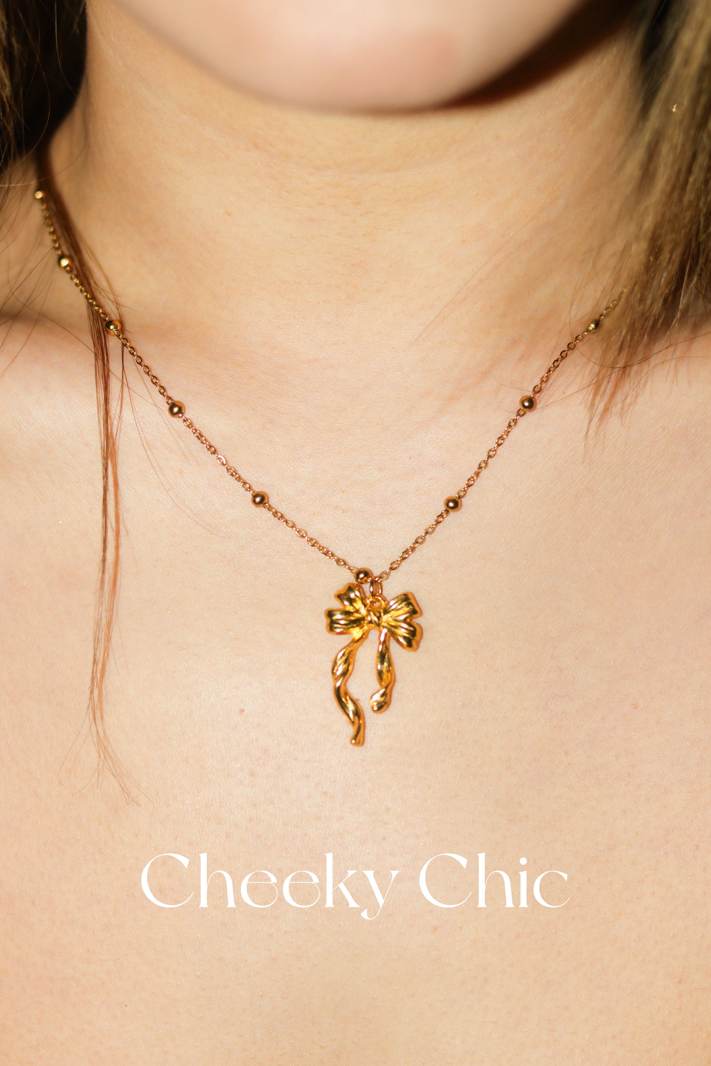 18K Gold Plated Ribbon Pendant Necklace✨