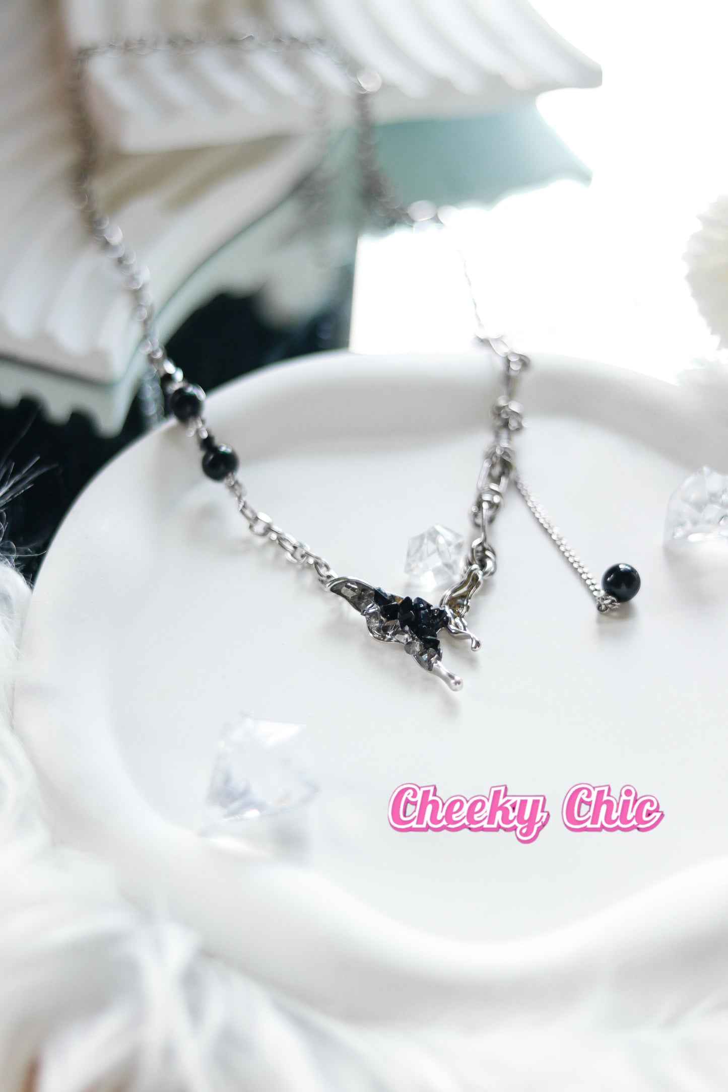 Crystal Black Butterfly Necklace