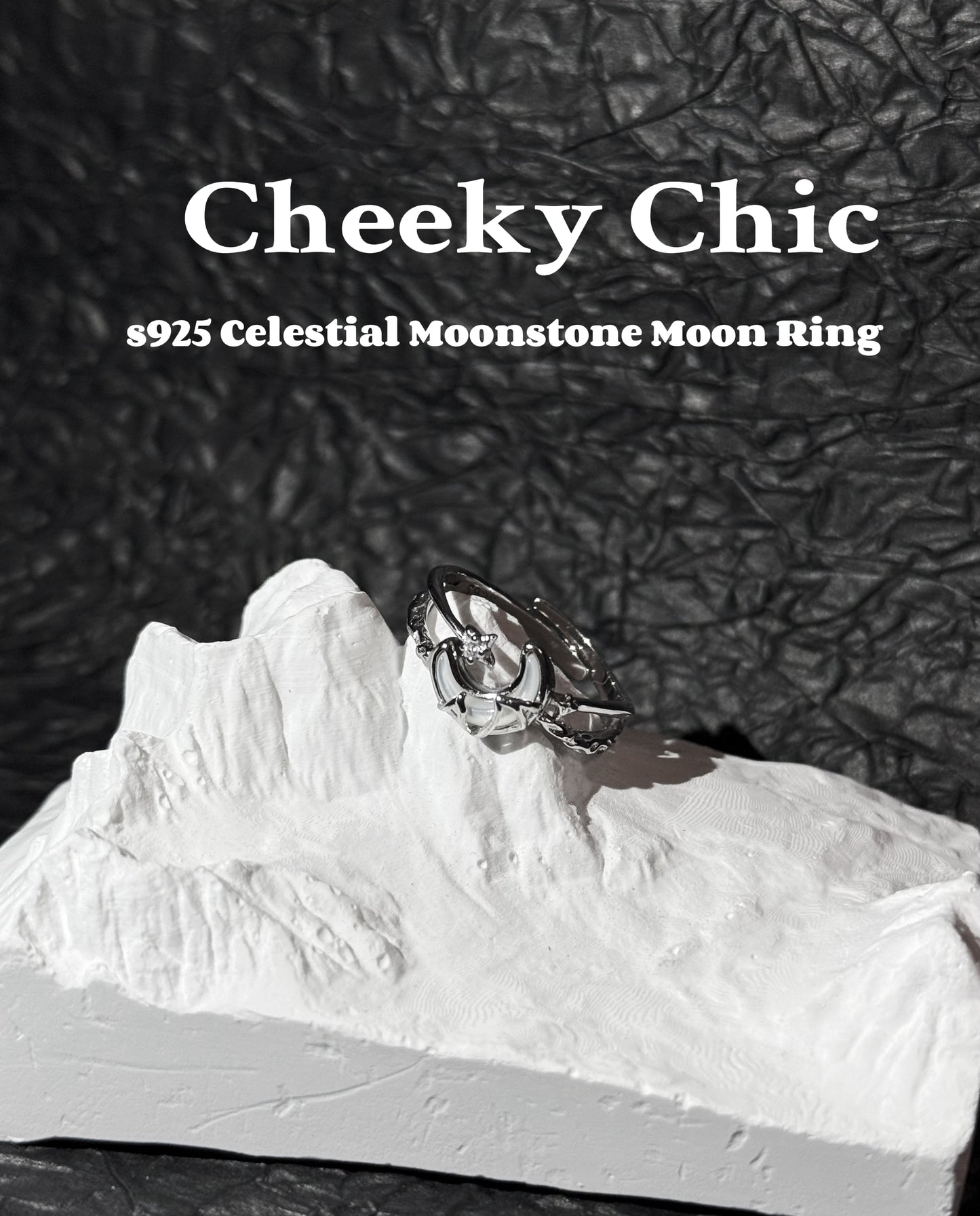s925 Celestial Moonstone Moon Ring  🌙