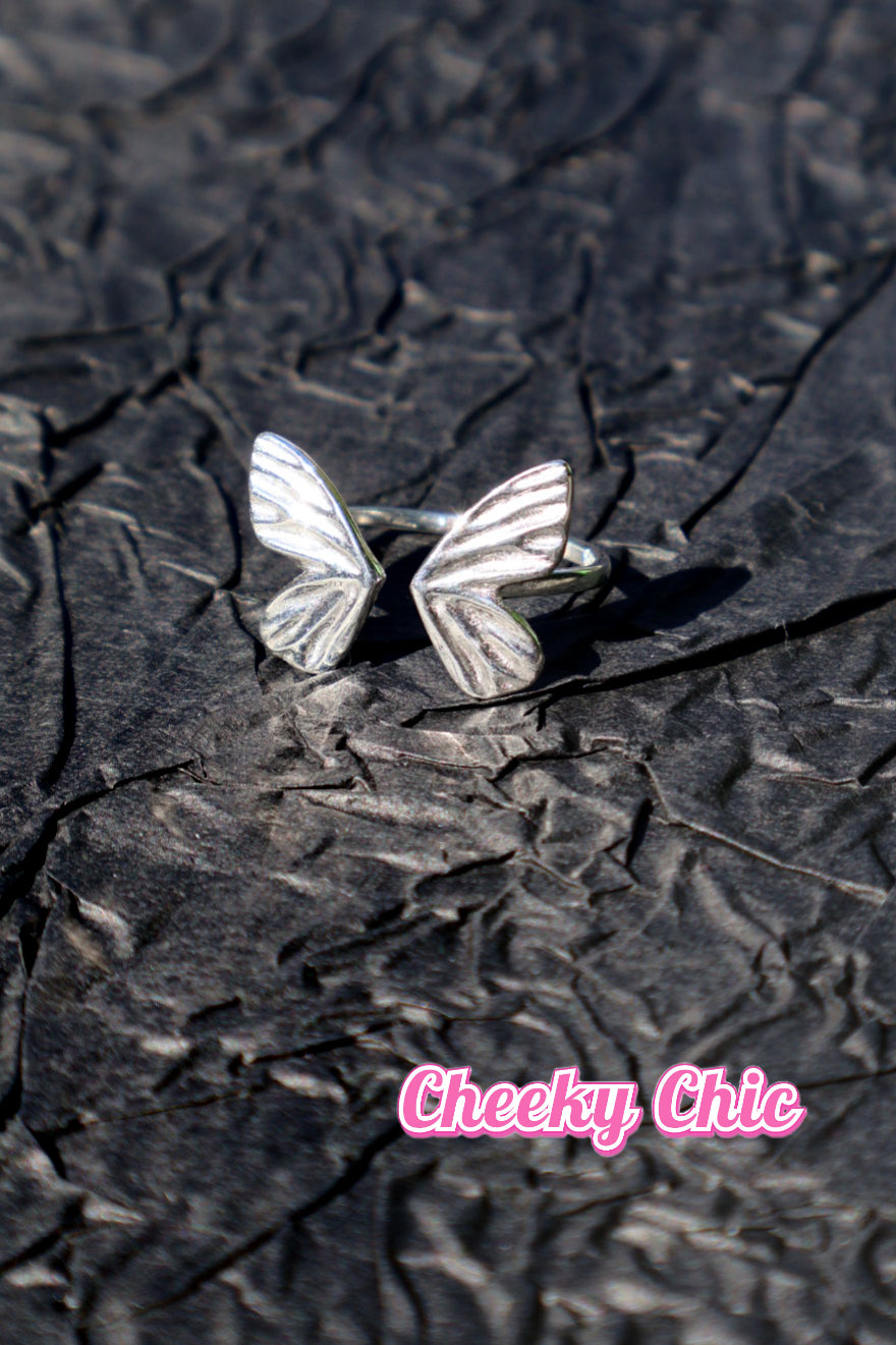 S925 Sterling Silver Butterfly Adjustable Ring